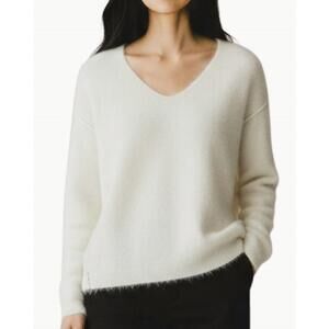 NEW JUMPER1234 cashmere brushed boxy vee in ecru